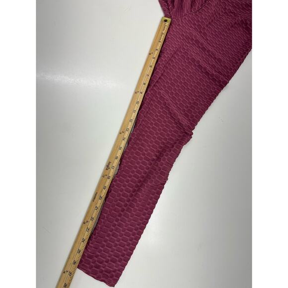 New Mix Womens Leggings Size Large/XL Pink Ruched Honeycomb - Picture 8 of 10